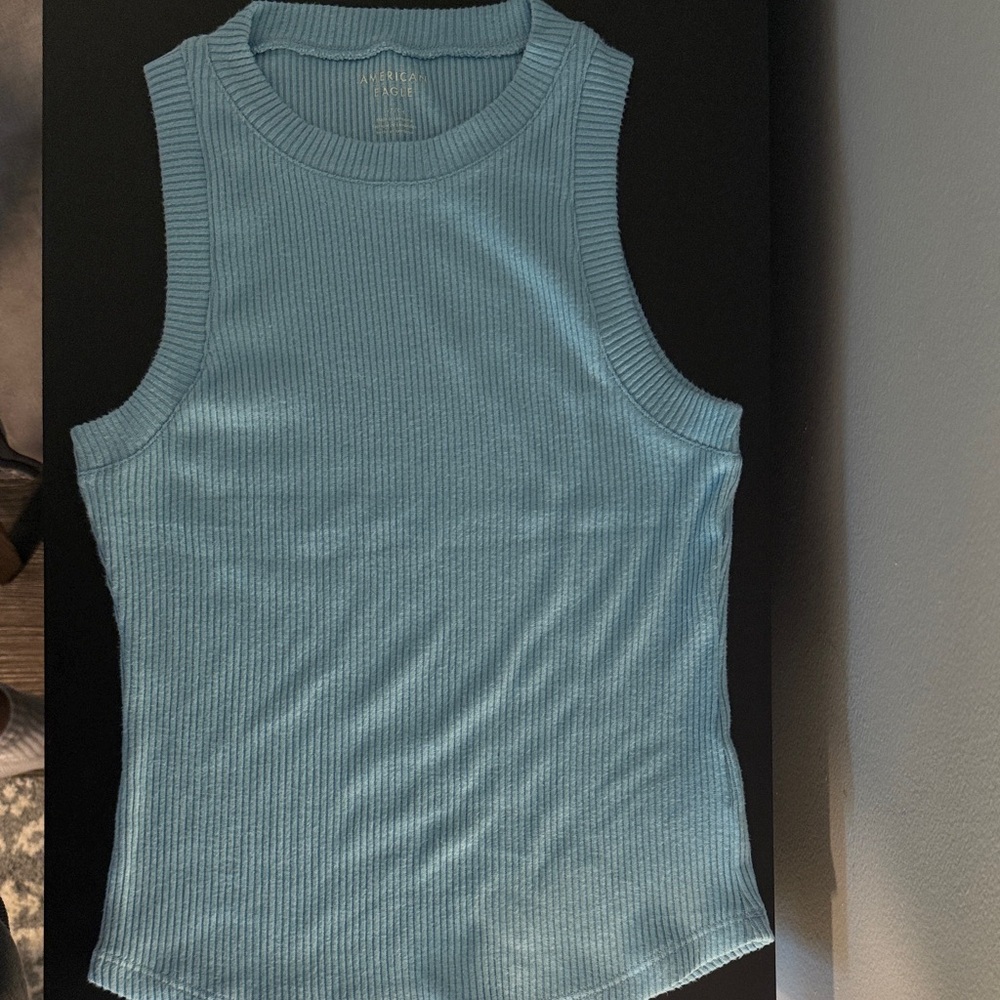 American Eagle Outfitters Light Blue Ribbed Tank Top